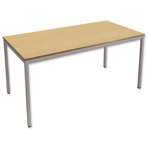 Trexus Rectangular Office Table with Silver Legs 18mm Top W1500xD750xH725mm Oak Ident: 448A