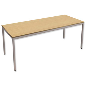 Trexus Rectangular Office Table with Silver Legs 18mm Top W1800xD750xH725mm Oak Ident: 448A