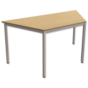 Trexus Trapezoidal Table with Silver Legs 18mm Top W1500xD650xH725mm Oak Ident: 448A