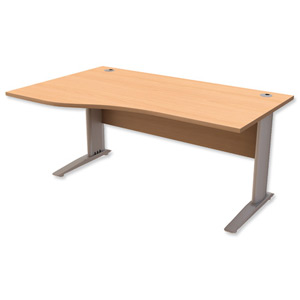 Trexus Premier Cantilever Wave Desk Left Hand W1600xD1000-800xH725mm Beech Ident: 425C