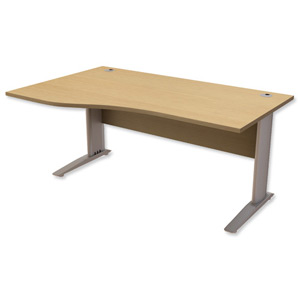 Trexus Premier Cantilever Wave Desk Left Hand W1600xD1000-800xH725mm Oak Ident: 425C