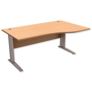 Trexus Premier Cantilever Wave Desk Right Hand W1600xD1000-800xH725mm Beech