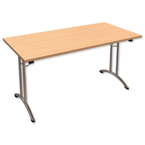 Trexus Influx Folding Table Rectangular Chrome Legs 25mm Top W1500xD750xH725mm Beech Ident: 448B