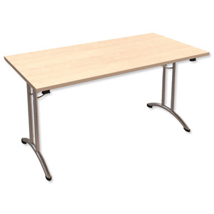 Trexus Influx Folding Table Rectangular Chrome Legs 25mm Top W1500xD750xH725mm Maple Ident: 448B