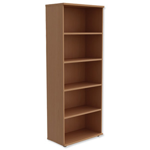 Trexus Tall Bookcase with Adjustable Shelves and Floor-leveller Feet W800xD420xH2053mm Beech