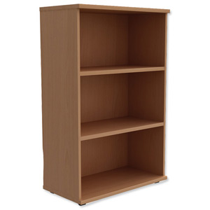 Trexus Medium Bookcase with Adjustable Shelves and Floor-leveller Feet W800xD420xH1253mm Beech