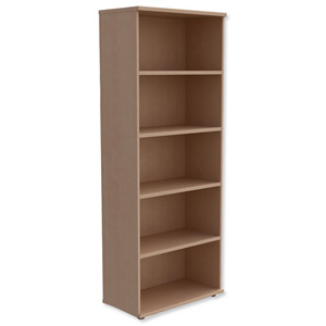 Trexus Tall Bookcase with Adjustable Shelves and Floor-leveller Feet W800xD420xH2053mm Maple Ident: 438A