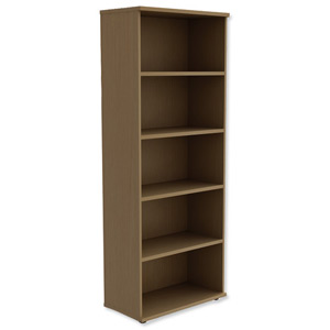 Trexus Tall Bookcase with Adjustable Shelves and Floor-leveller Feet W800xD420xH2053mm Oak
