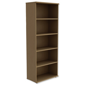 Trexus Tall Bookcase with Adjustable Shelves and Floor-leveller Feet W800xD420xH2053mm Oak Ident: 438A