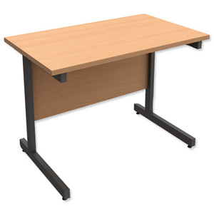 Trexus Contract Rectangular Return Desk Graphite Legs W1000xD600xH720mm Beech Ident: 433D