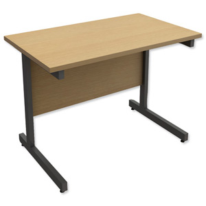 Trexus Contract Rectangular Return Desk Graphite Legs W1000xD600xH720mm Oak Ident: 433D