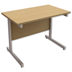 Trexus Contract Rectangular Return Desk Silver Legs W1000xD600xH720mm Oak