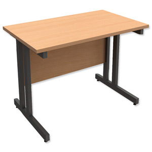 Trexus Contract Plus Cantilever Rectangular Return Desk Graphite Legs W1000xD600xH725mm Beech