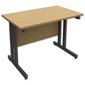 Trexus Contract Plus Cantilever Rectangular Return Desk Graphite Legs W1000xD600xH725mm Oak Ident: 431D