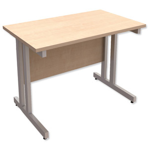 Trexus Contract Plus Cantilever Rectangular Return Desk Silver Legs W1000xD600xH725mm Maple Ident: 431D