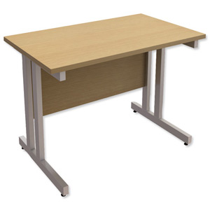 Trexus Contract Plus Cantilever Rectangular Return Desk Silver Legs W1000xD600xH725mm Oak Ident: 431D
