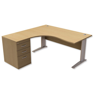 Trexus Premier Radial Desk Left Hand with 600mm Desk-High Pedestal W1600xD1600xH720mm Oak Ident: 425B
