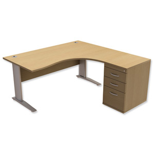 Trexus Premier Radial Desk Right Hand with 600mm Desk-High Pedestal W1600xD1600xH720mm Oak Ident: 425B
