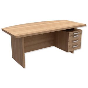 Adroit Virtuoso Executive Desk Bow Fronted with Right Hand Pedestal W1800xD710-930xH750mm Cherry Marbella