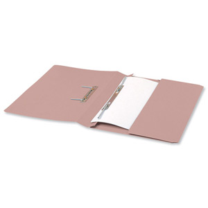 5 Star Transfer Spring File with Pocket 315gsm 38mm Foolscap Pink [Pack 25]