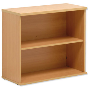 Sonix Bookcase Desk-high with Adjustable Shelf and Floor-leveller Feet W800xD330xH720mm Beech Ident: 437C