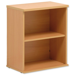 Sonix Bookcase Desk-high with Adjustable Shelf and Floor-leveller Feet W600xD330xH720mm Beech Ident: 437C