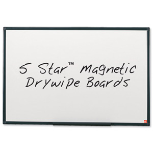 5 Star Drywipe Board Magnetic Lightweight with Fixing Kit and Pen Tray W900xH600mm Ident: 261B