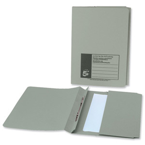 5 Star Flat File with Pocket Recycled Manilla 315gsm 38mm Foolscap Green [Pack 25] Ident: 200E