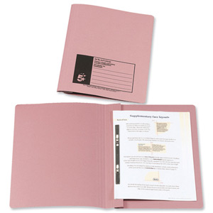 5 Star Flat File Recycled Manilla 315gsm 38mm Foolscap Pink [Pack 50]