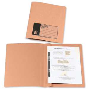 5 Star Flat File Recycled Manilla 315gsm 38mm Foolscap Orange [Pack 50] Ident: 200D