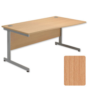 Sonix Contract Wave Desk Right Hand Silver Legs W1600xD1000-800xH720mm Beech Ref 34