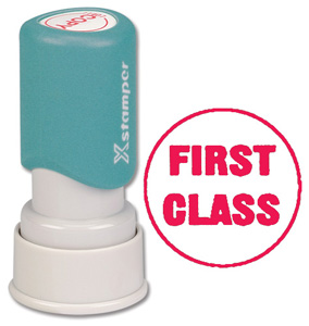 Xstamper Circular Word Stamp Pre-inked Reinkable - First Class - Diameter 22mm Ref X11412