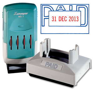 Xstamper Multi-dater Stamp Preinked Reinkable Date 4mm Text - Paid - W54xD34mm Ref X66205