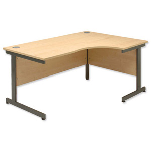 Sonix Contract Radial Desk Right Hand Grey Legs W1800xD1180xH720mm Maple Ref 34