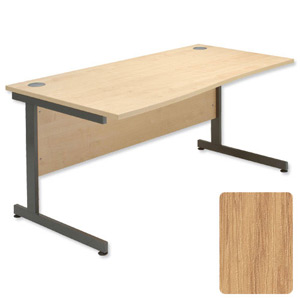 Sonix Contract Wave Desk Left Hand Grey Legs W1600xD1000-800xH720mm Oak Ref 34