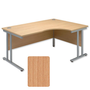 Sonix Style Radial Desk Right Hand Silver Legs W1800xD1180xH720mm Beech Ref 35