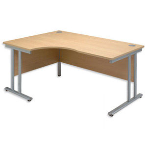 Sonix Style Radial Desk Left Hand Silver Legs W1800xD1180xH720mm Maple Ref 35