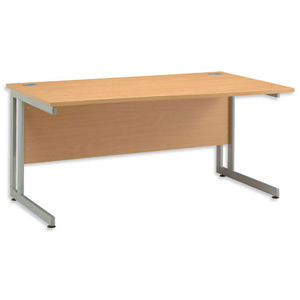Sonix System Wave Desk Right Hand Silver Legs W1600xD1000-800xH720mm Beech Ref 38