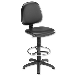 Trexus High Rise Chair Fixed Vinyl Medium Back H310mm W460xD430xH680-820mm Black Ident: 400E