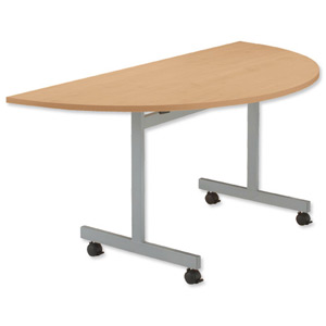 Sonix Basic Mobile Table Flip -top Semicircular W1600xD800xH720mm Beech Ref 38 Ident: 450A