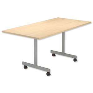 Sonix2 Basic Mobile Flip-Top Rectangular Table W1600xD800xH720mm Maple