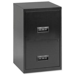 Filing Cabinet Steel Lockable 2 Drawers A4 Black Ident: 464c