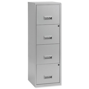 Filing Cabinet Steel Lockable 4 Drawers A4 Silver Ident: 464c