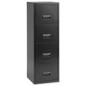 Filing Cabinet Steel Lockable 4 Drawers A4 Black Ident: 464c
