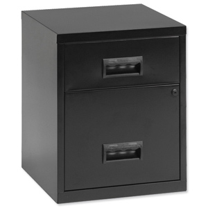 Combi Filing Unit Cabinet Lockable 2 Drawers A4 Black Ident: 464d