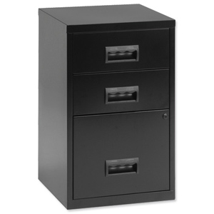 Combi Filing Unit Cabinet Lockable 3 Drawers A4 Black Ident: 464d