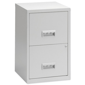 Filing Cabinet Steel Lockable 2 Drawers A4 Grey Ident: 464c