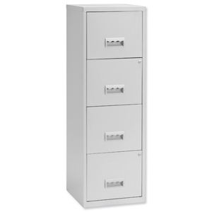 Filing Cabinet Steel Lockable 4 Drawers A4 Grey Ident: 464c