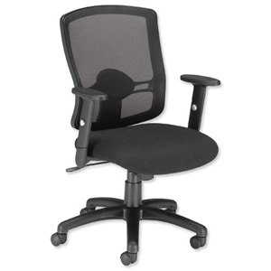Influx Task Mesh Back Armchair Seat W500xD480xH450-550mm Black Ref 10892-02 Ident: 390A