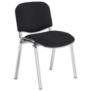 Trexus Stacking Chair Chrome Frame with Upholstered Seat W480xD420xH500mm Black
